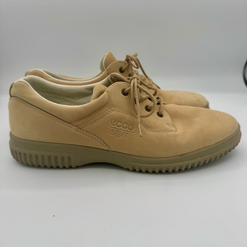 Ecco Soft Beige Nubuck Leather Oxford Shoes Women’s 8-8.5 (EU 39) GUC